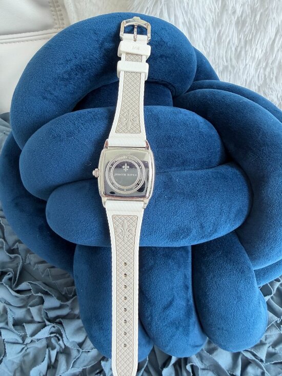 Judith Ripka White Silicone Diamonique Square Watch EUC main image 9